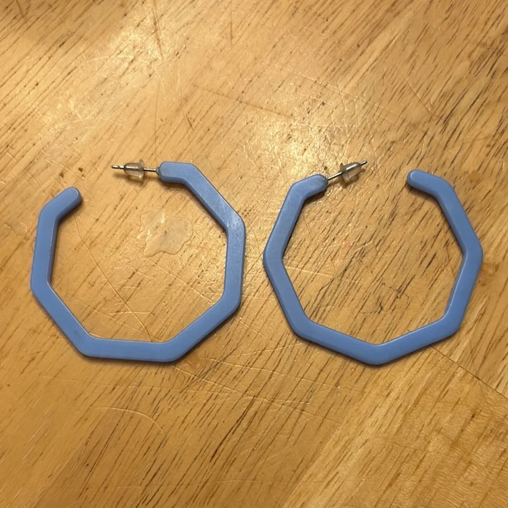 Tie dye side, solid side Hexagon Acrylic lightweight thin Hoop Earrings